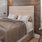 Cabeceira Cama Box Casal Queen Size Natali 160cm Veludo Bege