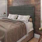 Cabeceira Cama Box Casal Queen Size Natali 160cm Veludo Cinza
