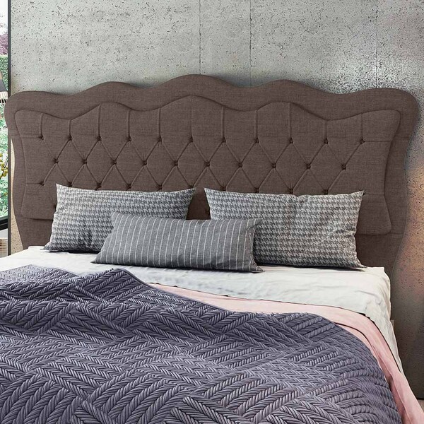 Cabeceira Cama Box Casal Queen Size Olympia 182cm Linho Marro