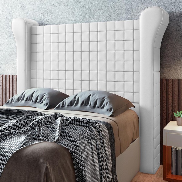 Cabeceira Cama Box Casal Queen Size Pilar 200cm Sintético Bra