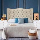Cabeceira Cama Box Casal Quenn 158 Cm Com Puff Baú Bege