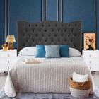 Cabeceira Cama Box Casal Quenn 158 Cm Com Puff Baú Cinza