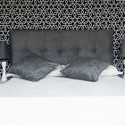 Cabeceira Cama Box Casal Veneza Suede Amassado  Cinza Almofad