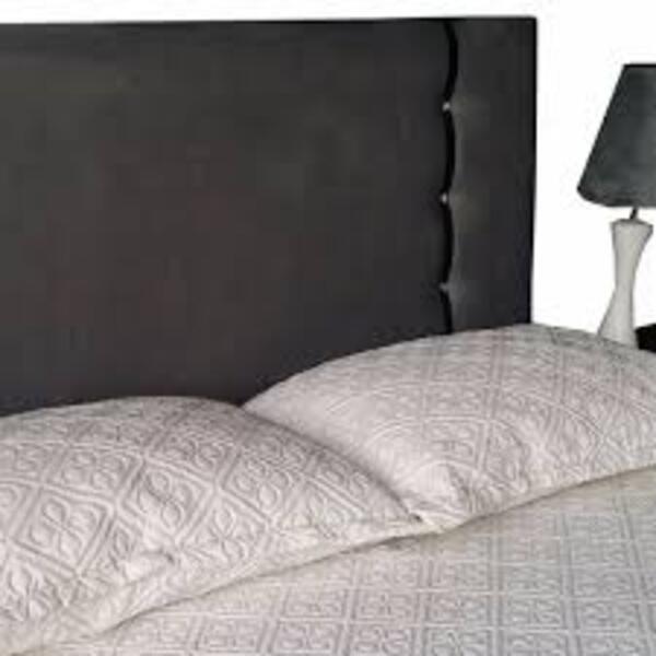 Cabeceira Cama Box Dallas Suede Cinza Faixa Preta  Queen 160x
