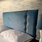 Cabeceira Cama Box Dallas Suede Liso Turqueza com Preto  King