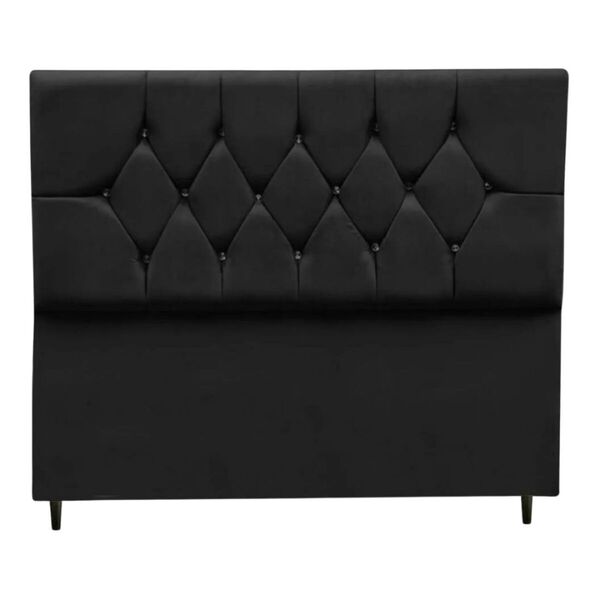 Cabeceira Cama Box Estofada Casal 140 Cm Geovana Suede Preto