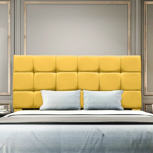 Cabeceira Cama Box Estofada King 195 Cm Gabriela Suede Amarelo