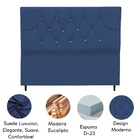 Cabeceira Cama Box Estofada Queen 160 Cm Geovana Suede Azul M