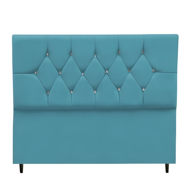 Cabeceira Cama Box Estofada Queen 160 Cm Geovana Suede Azul T