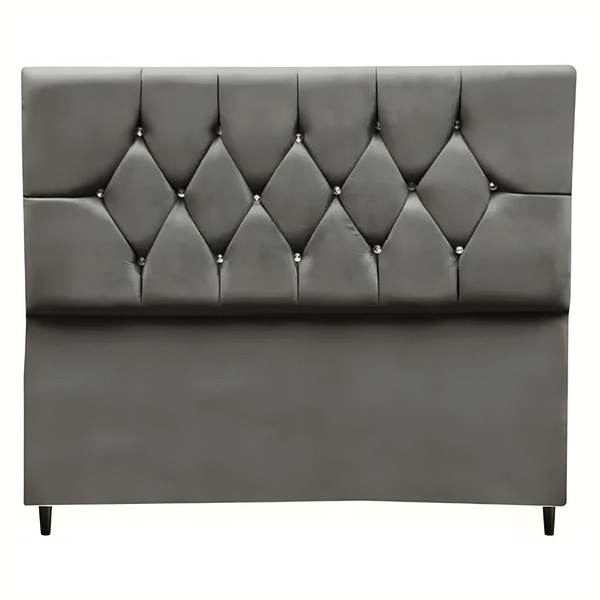 Cabeceira Cama Box Estofada Queen 160 Cm Geovana Suede Cinza
