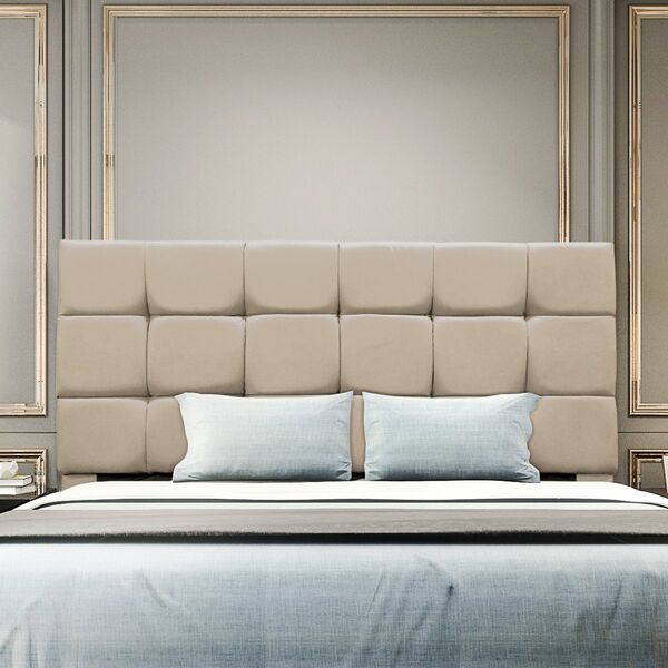 Cabeceira Cama Box Estofada Solteiro 90 Cm Ananda  Suede Bege