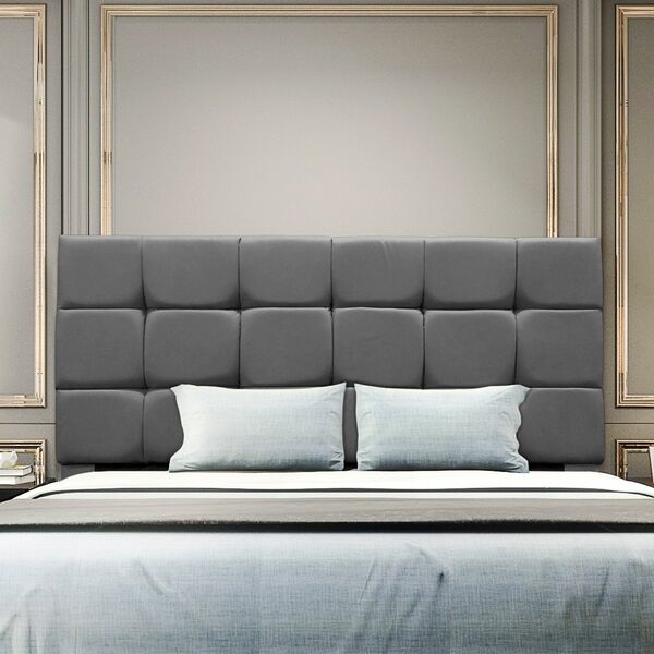 Cabeceira Cama Box Estofada Solteiro 90 Cm Ananda  Suede Cinza