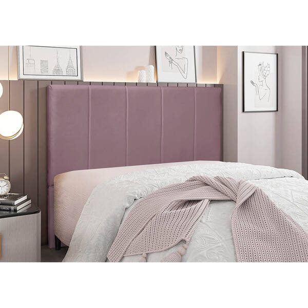 Cabeceira Cama Box King 195 Cm Arizona Veludo Uva S04 - D'ros