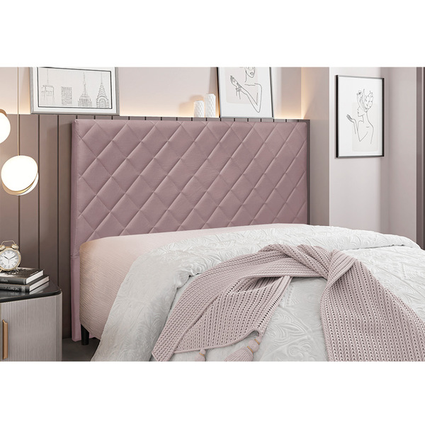 Cabeceira Cama Box King 195 Cm Dubai Veludo Lilás S04 - D'ros