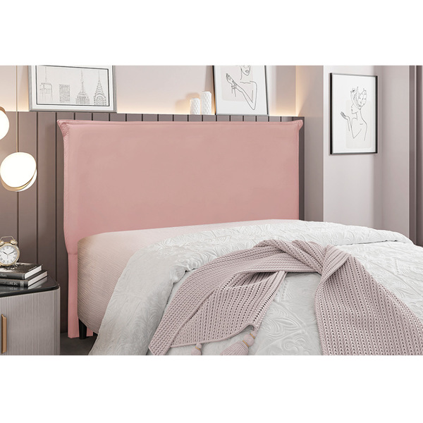 Cabeceira Cama Box King 195 Cm Garden Veludo Rosa S04 - D'ros