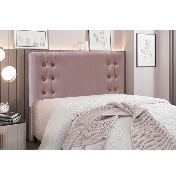 Cabeceira Cama Box King 195 Cm Gênova Veludo Lilás S04 - D'ro