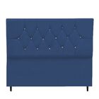 Cabeceira Cama Box King 195 Cm Geovana Suede Azul Marinho
