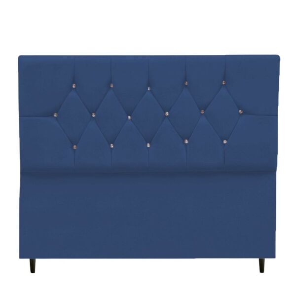 Cabeceira Cama Box King 195 Cm Geovana Suede Azul Marinho