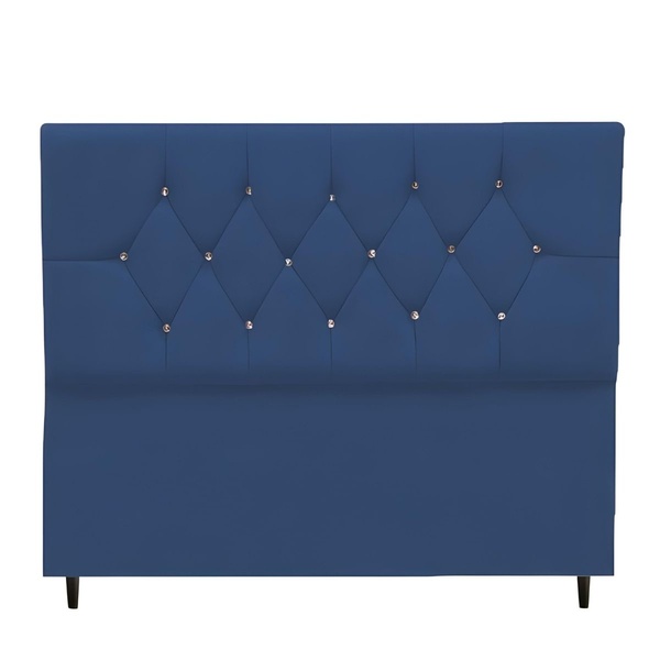 Cabeceira Cama Box King 195 Cm Geovana Suede Azul Marinho