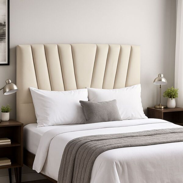 Cabeceira Cama Box King 195 Cm Lizza Em Suede Com Frame Bege