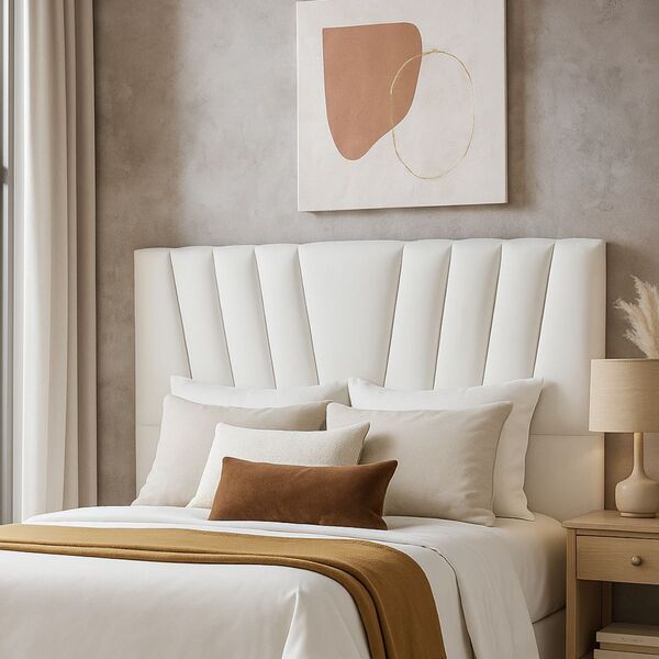 Cabeceira Cama Box King 195 Cm Lizza Em Suede Com Frame Branco