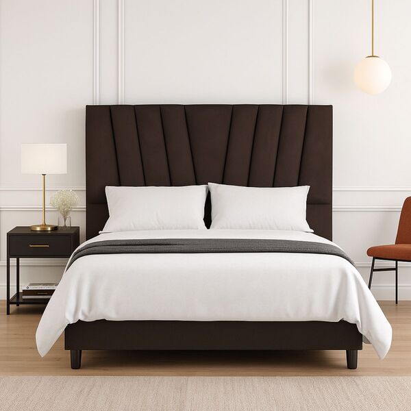 Cabeceira Cama Box King 195 Cm Lizza Em Suede Com Frame Marrom