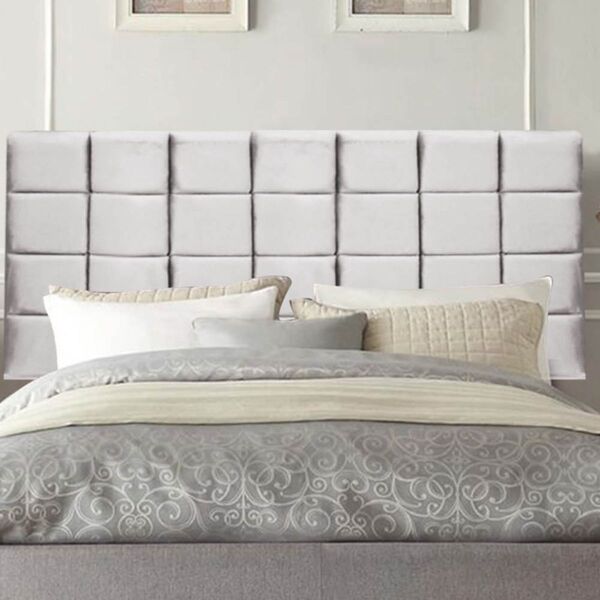 Cabeceira Cama Box King 195 Cm Mariana Veludo Cinza Claro