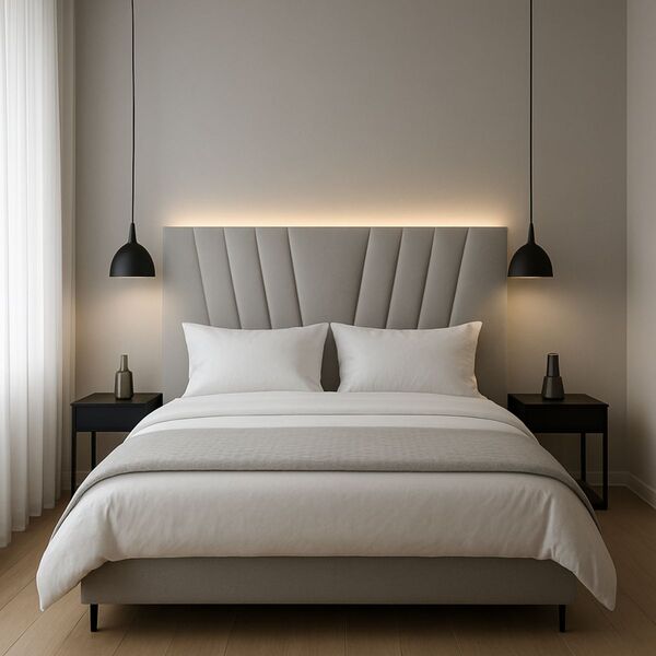 Cabeceira Cama Box King 195 Cm Noah Em Veludo Com Frame Cinza