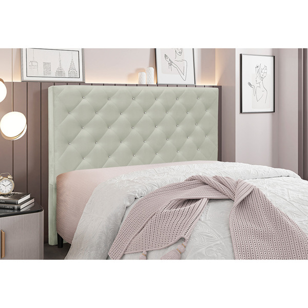 Cabeceira Cama Box King 195 Cm Tania Veludo Prata S04 - D'ros