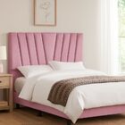 Cabeceira Cama Box King 195 Cm Vivian Em Suede Com Frame Rosa