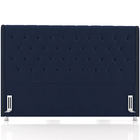 Cabeceira Cama Box King 195cm Estofada Frizza P05 Veludo Azul