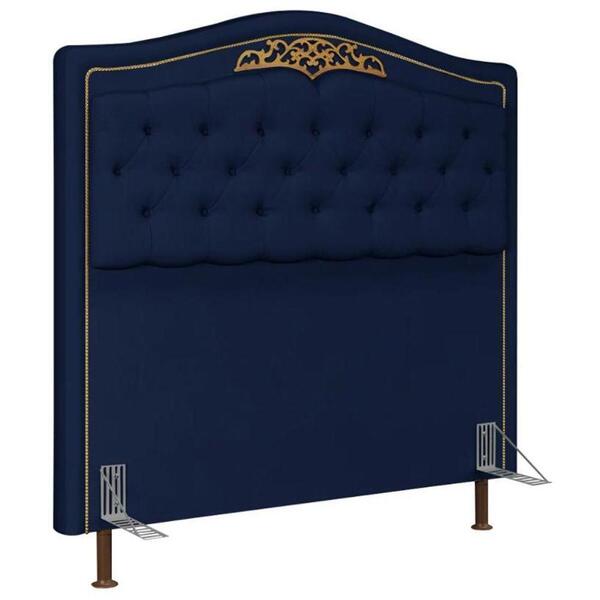 Cabeceira Cama Box King 195cm Marcheli Suede Azul