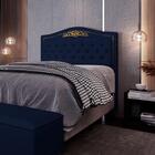 Cabeceira Cama Box King 195cm Marcheli Suede Azul