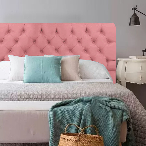 Cabeceira Cama Box King Size 195 Cm Botão Rose
