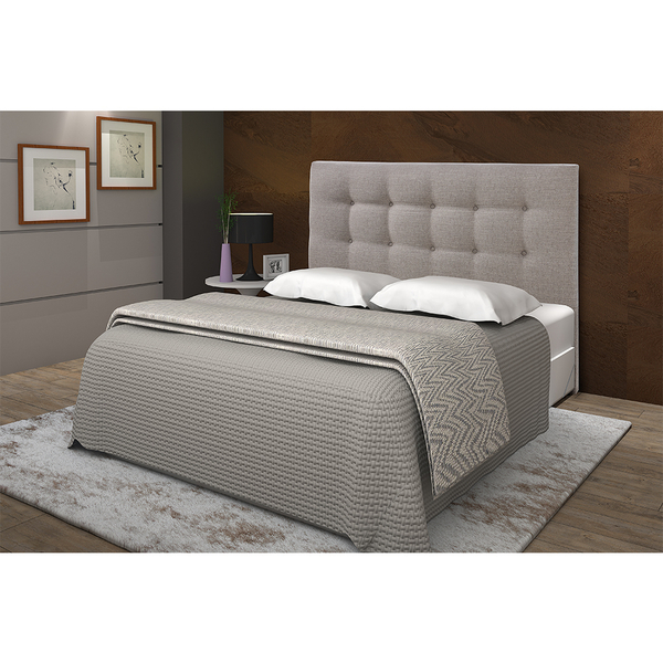 Cabeceira Cama Box Lorena Linho Bege Casal 1,60m