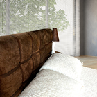 Cabeceira Cama Box Napoli Suede Amassado Marrom Casal 140x120