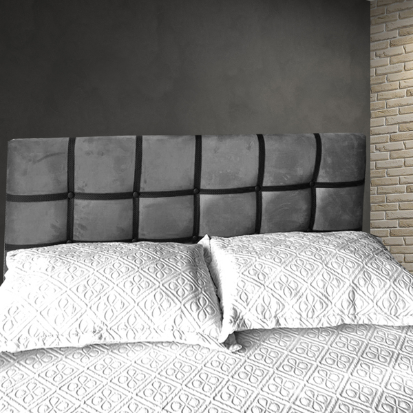 Cabeceira Cama Box Napoli Suede Liso Cinza Solteiro 90x120 Rbl
