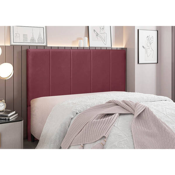 Cabeceira Cama Box Queen 160 Cm Arizona Veludo Vinho S04 - D'