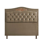 Cabeceira Cama Box Queen 160 Cm Estofada Veludo Marrom Castor