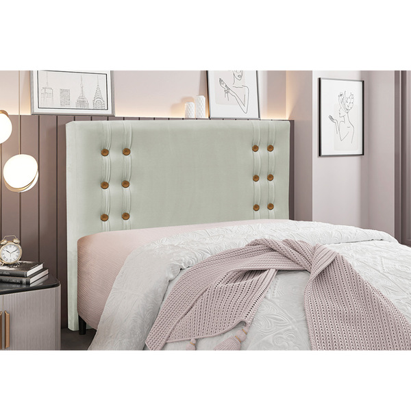 Cabeceira Cama Box Queen 160 Cm Gênova Veludo Prata S04 - D'r