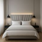 Cabeceira Cama Box Queen 160 Cm Noah Em Linho Com Frame Cinza