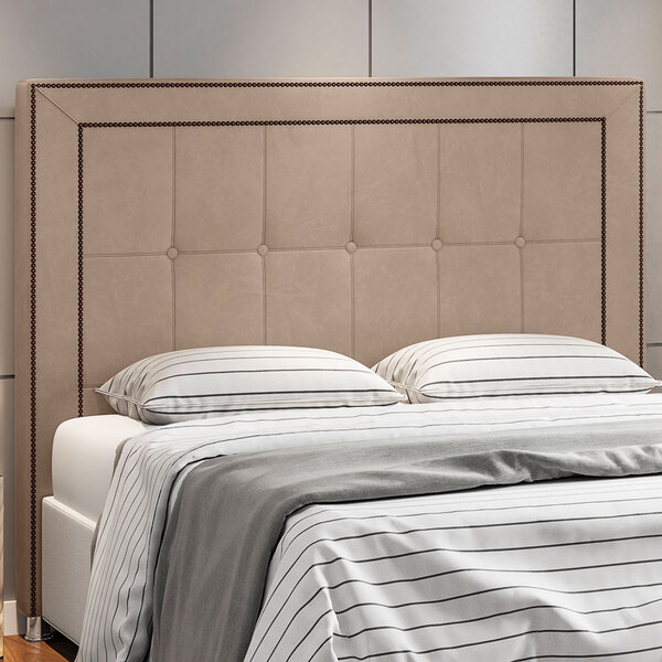 Cabeceira Cama Box Queen 160 Cm P05 Atenas Veludo Bege - Lyam