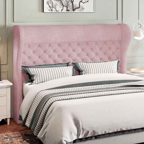 Cabeceira Cama Box Queen 160 Cm P05 Madrid Bouclê Rosê - Lyam