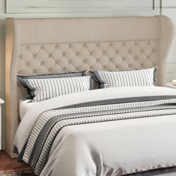 Cabeceira Cama Box Queen 160 Cm P05 Madrid Linho Bege Escuro