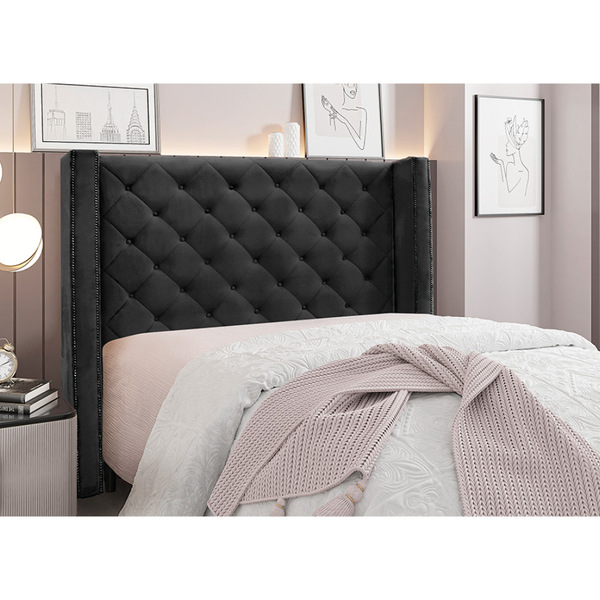 Cabeceira Cama Box Queen 160 Cm Vicenza Veludo S04 - D'rossi