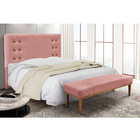 Cabeceira Cama Box Queen 160cm E Recamier Gênova Veludo Rosa