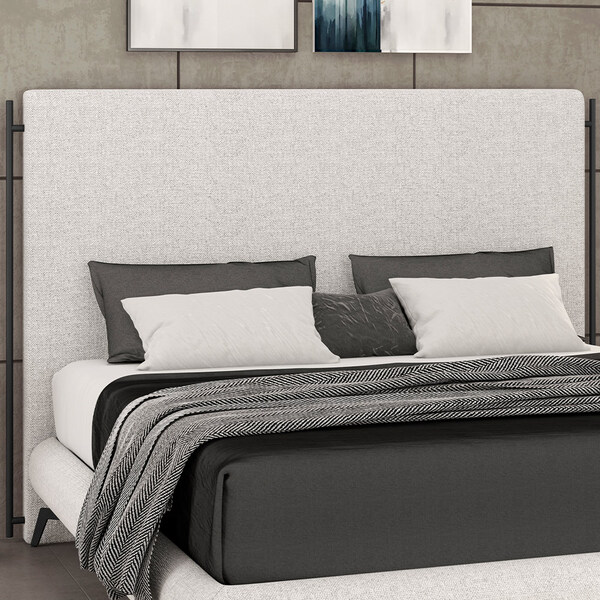 Cabeceira Cama Box Queen 160cm Estofada Goya P05 Linho Cinza