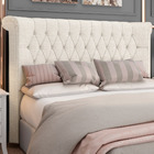 Cabeceira Cama Box Queen 160cm Estofada Meora P05 Linho Creme