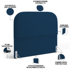 Cabeceira Cama Box Queen 160cm Orgânica Lanna W01 Suede Azul