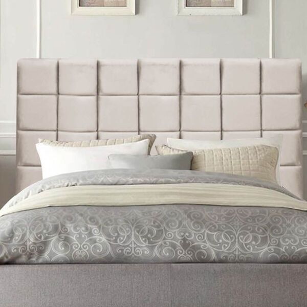 Cabeceira Cama Box Solteiro 100 Cm Mariana Veludo Bege